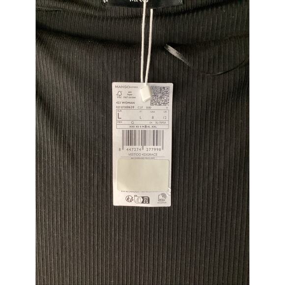 Mango 423 Grace Dress Black And Green Long Sleeve Size Large - Picture 4 of 5